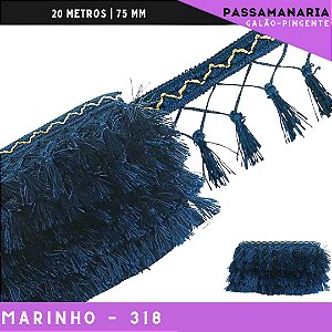 Fita Galao Pingente De Seda Tassel - 7,5 Cm - Passamanaria Franja - Rolo C/ 20 Mts Cor:Marinho-318