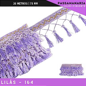 Fita Galao Pingente De Seda Tassel - 7,5 Cm - Passamanaria Franja - Rolo C/ 20 Mts Cor:Lilas-164