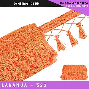 Fita Galao Pingente De Seda Tassel - 7,5 Cm - Passamanaria Franja - Rolo C/ 20 Mts Cor:Laranja-523