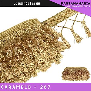 Fita Galao Pingente De Seda Tassel - 7,5 Cm - Passamanaria Franja - Rolo C/ 20 Mts Cor:Caramelo-267