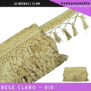 Fita Galao Pingente De Seda Tassel - 7,5 Cm - Passamanaria Franja - Rolo C/ 20 Mts Cor:Bege-Claro-010