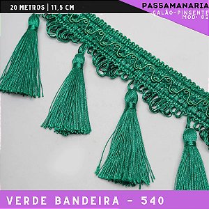 Galão de Franja Pingente Tassel Luxo Premium - Rolo c/20 mts - 11.5 cm - Grade de Cores COR:VERDE-BANDEIRA-540