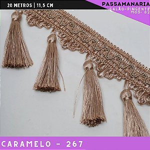 Galão de Franja Pingente Tassel Luxo Premium - Rolo c/20 mts - 11.5 cm - Grade de Cores COR:CARAMELO-267