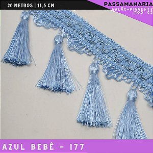 Galão de Franja Pingente Tassel Luxo Premium - Rolo c/20 mts - 11.5 cm - Grade de Cores COR:AZUL-BEBE-177
