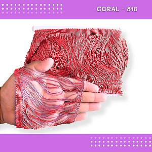 Franja De Tecido Acetinado - 15cm - Grade De Cores - Rolo C/10 Mts Cor:Coral-816