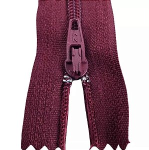 Ziper Comum Nylon Fino - 18cm - Nº3 - Pct C/100 Unidades COR:VINHO-ESCURO-173