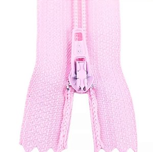 Ziper Comum Nylon Fino - 18cm - Nº3 - Pct C/100 Unidades COR:ROSA-BEBE-132