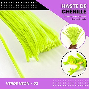 100 Haste De Chenille Limpador De Cachimbo Fios Artesanato 30cm Cor:Verde-Neon-02