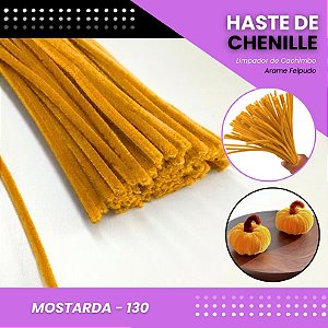 100 Haste De Chenille Limpador De Cachimbo Fios Artesanato 30cm Cor:Mostarda-130