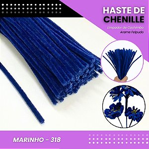 100 Haste De Chenille Limpador De Cachimbo Fios Artesanato 30cm Cor:Marinho-318