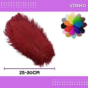 6 Penas de Avestruz Coloridas - 25-30cm COR:VINHO