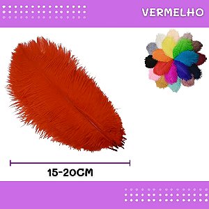 6 Penas de Avestruz Coloridas - 15-20cm COR:VERMELHO