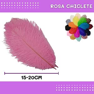 6 Penas de Avestruz Coloridas - 15-20cm COR:ROSA-CHICLETE