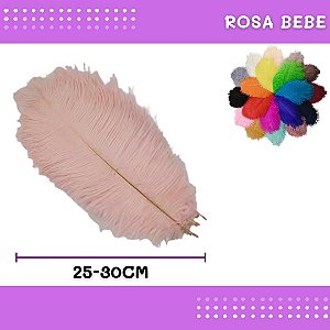 6 Penas de Avestruz Coloridas - 25-30cm COR:ROSA-BEBE