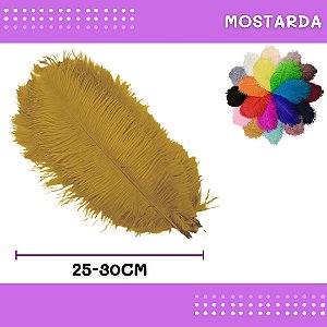 6 Penas de Avestruz Coloridas - 25-30cm COR:MOSTARDA