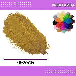 6 Penas de Avestruz Coloridas - 15-20cm COR:MOSTARDA
