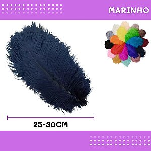 6 Penas de Avestruz Coloridas - 25-30cm COR:MARINHO