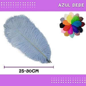 6 Penas de Avestruz Coloridas - 25-30cm COR:AZUL-BEBE