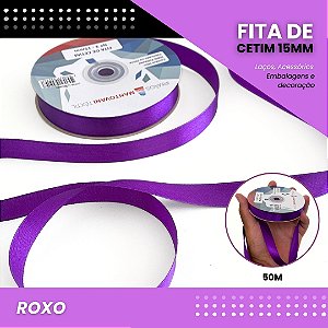 Fita de Cetim Lisa - 15mm - Rolo C/50 Metros COR:ROXO
