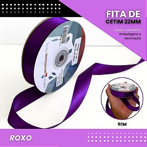 Fita de Cetim Lisa - 22mm - Rolo C/50 Metros COR:ROXO