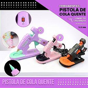Pistola de Cola Quente Profissional C/ Base Suporte e Botão Liga/Desliga 7/11 mm