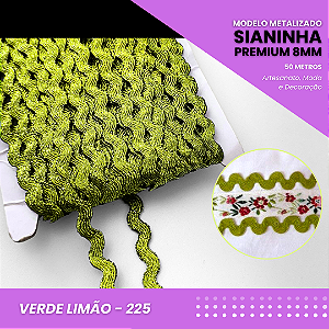 Sianinha Metalizada - 08mm - Rolo C/50 Mts Cor:Verde-Limao-225