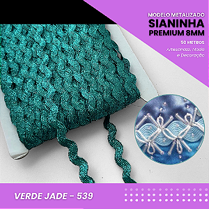 Sianinha Metalizada - 08mm - Rolo C/50 Mts Cor:Verde-Jade-539