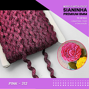 Sianinha Metalizada - 08mm - Rolo C/50 Mts Cor:Pink-312