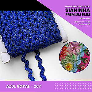 Sianinha Metalizada - 08mm - Rolo C/50 Mts Cor:Azul-Royal-207