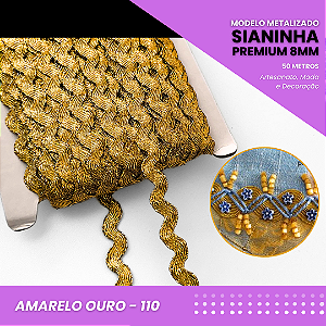 Sianinha Metalizada - 08mm - Rolo C/50 Mts Cor:Amarelo-Ouro-110