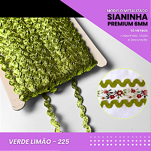 Sianinha Metalizada - 06mm - Rolo C/50 Mts Cor:Verde-Limao-225