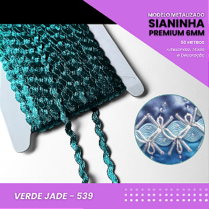 Sianinha Metalizada - 06mm - Rolo C/50 Mts Cor:Verde-Jade-539