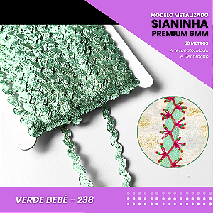 Sianinha Metalizada - 06mm - Rolo C/50 Mts Cor:Verde-Bebe-251
