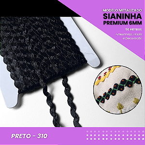 Sianinha Metalizada - 06mm - Rolo C/50 Mts Cor:Preto-310