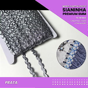 Sianinha Metalizada - 06mm - Rolo C/50 Mts Cor:Prata