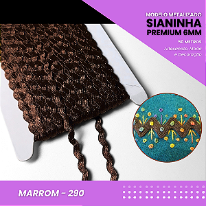 Sianinha Metalizada - 06mm - Rolo C/50 Mts Cor:Marrom-290