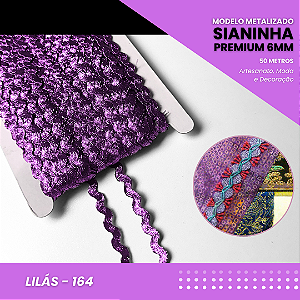 Sianinha Metalizada - 06mm - Rolo C/50 Mts Cor:Lilas-164