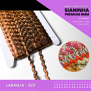 Sianinha Metalizada - 06mm - Rolo C/50 Mts Cor:Laranja-523