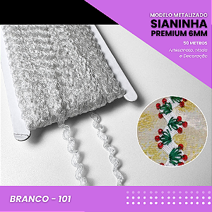 Sianinha Metalizada - 06mm - Rolo C/50 Mts Cor:Branco-101