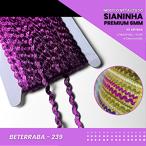 Sianinha Metalizada - 06mm - Rolo C/50 Mts Cor:Beterraba-239