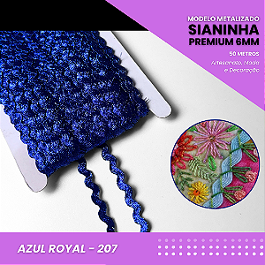 Sianinha Metalizada - 06mm - Rolo C/50 Mts Cor:Azul-Royal-207