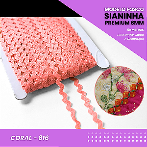 Sianinha Premium - 06mm - Rolo C/50 Mts Cor:Coral-816