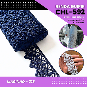 Renda Guipir Chl-592 - 5.0 Cm - Rolo C/13.7 Metros Cor:Marinho-318