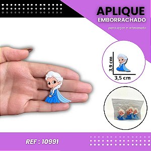 Aplique Emborrachado Para Laços - Princesa Elsa Frozen Branco Ref: 10991