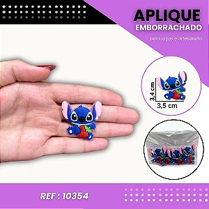 Aplique Emborrachado Para Laços - Stitch Morango Ref: 10354