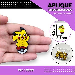 Aplique Emborrachado Para Laços - Pokémon Pikachu Ref: 9906