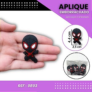 Aplique Emborrachado Para Laços - Homem Aranha Preto Ref: 9893
