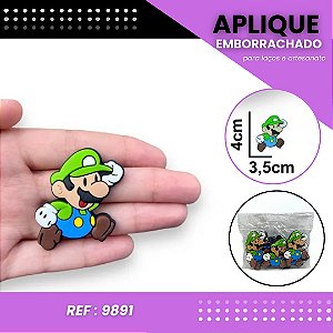 Aplique Emborrachado Para Laços - Super Mario Luigi Ref: 9891