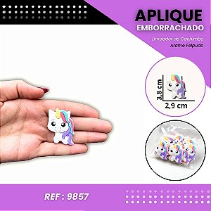 Aplique Emborrachado Para Laços - Unicórnio Fofo Lilás Ref: 9857