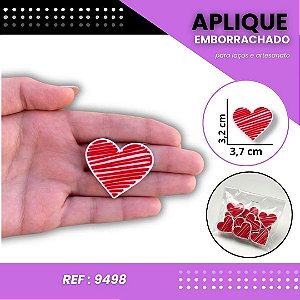 Aplique Emborrachado Para Laços - Escolar Coração Rabiscado Vermelho Ref: 9498